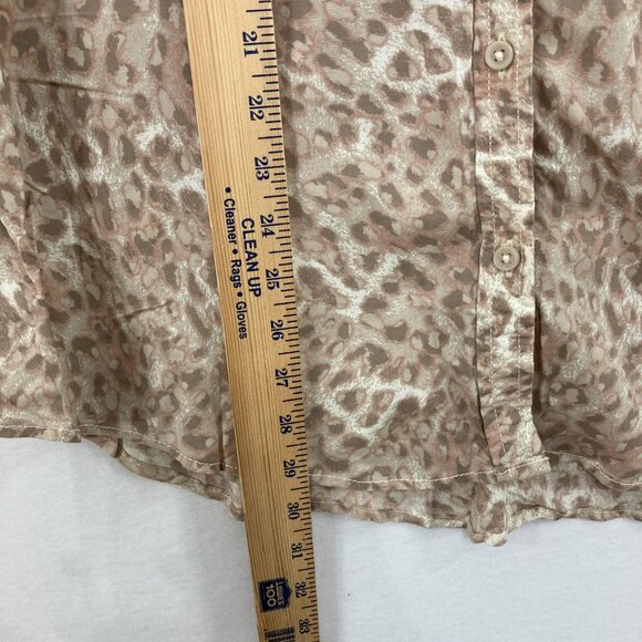 New Beachlunchlounge size XL Brown Leopard Print Ultra Soft Relaxed Button Down - Picture 5 of 10
